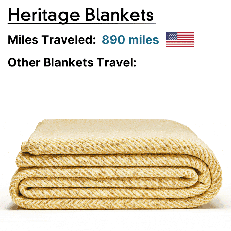 Authenticity50 Products Travel on Average 5,000 less miles than imported bedding.