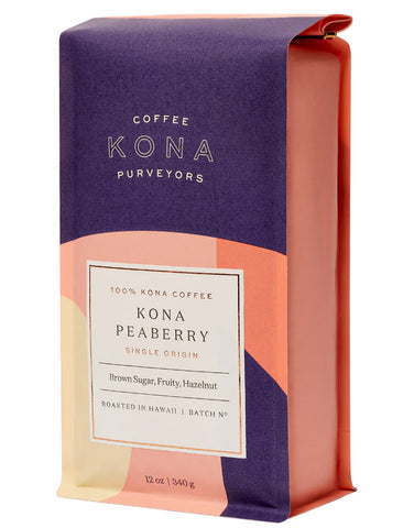 Bag of Kona Coffee Purveyors Kona Peaberry Coffee.